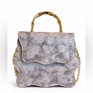 J. Renée Floral Top Handle Evening Handbag with Gold Chain Strap